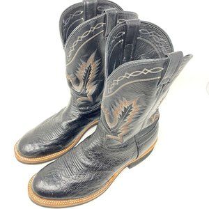 Larry Mahan Black Leather Cowboy Boots Vibram